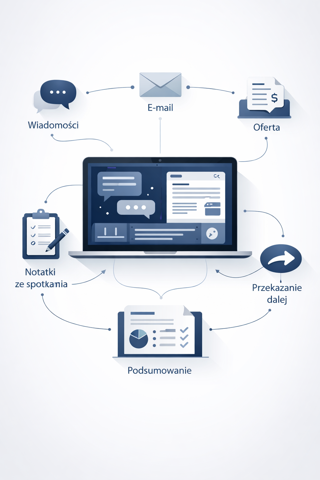 Automatyzacja komunikacji w firmie: wiadomości, e-mail, oferta, notatki ze spotkania, podsumowanie i przekazanie dalej