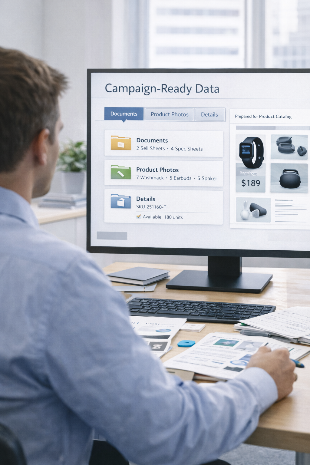 Data from PDF files, scans and photos is read by AI OCR.